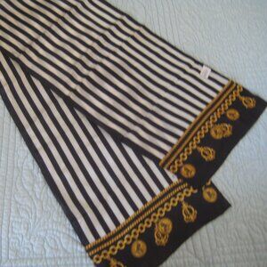 ESTATE BLACK AND WHITE STRIPE NAUTICAL ECHO 100% SILK OBLONG SCARF